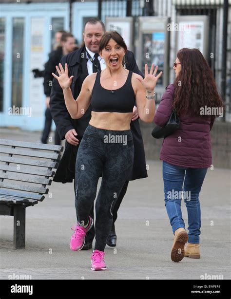 Davina Mccall On The Southbank Filming This Morning Outside Itv