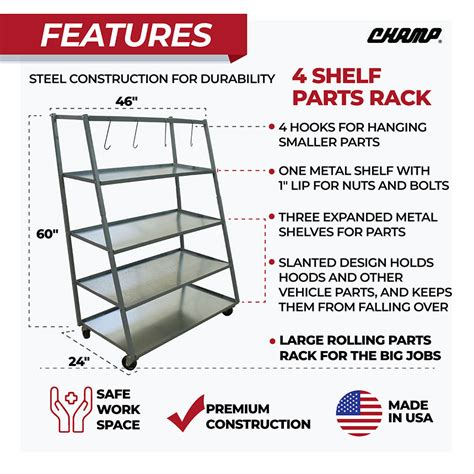 Champ 4 Shelf Parts Rack 1900 Auto Body Racks