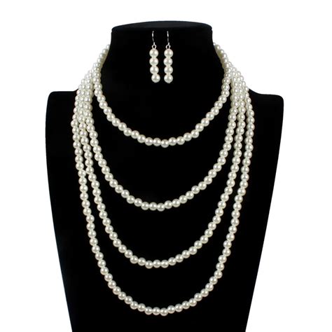 Small Round Simulated Pearl Costume Jewelry Sets Multi layers Women Necklace Set Garment ...