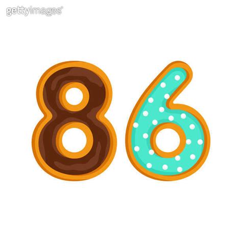 Number Sweet Glazed Doughnut Vector Illustration