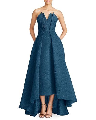 Blue Strapless High Low Dresses For Women Lyst