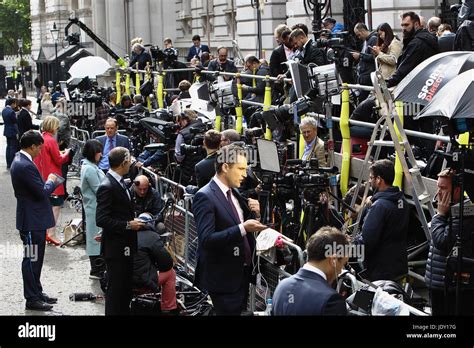 Politics Media Communications Press Hoards On Gantry In Downing