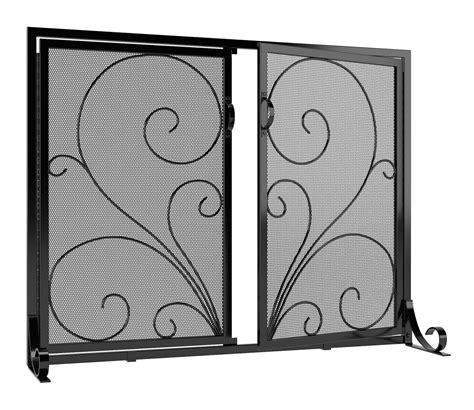 Buy Calidola Flat Fireplace Screen With Doors Solid Wrought Iron Frame