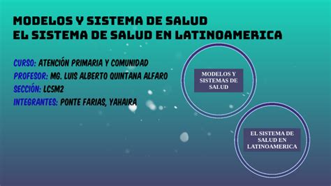 EL SISTEMA DE SALUD EN LATINOAMERICA MODELOS Y SISTEMAS DE SALUD By