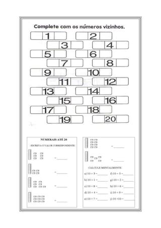 Atividades Numerais At O Vizinhos Verloop Io