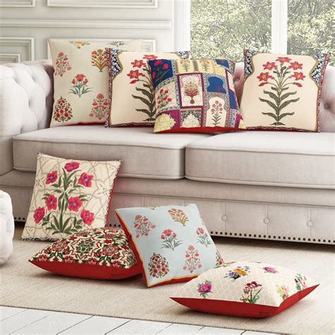 Buy Sej By Nisha Gupta Cushion Covers 16 Inch X 16 Inch Set Of 8 Pcs Printed Polyester