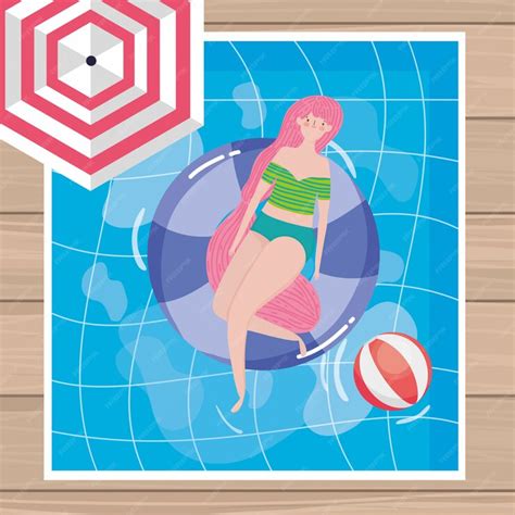 Premium Vector Girl With Summer Swimwear