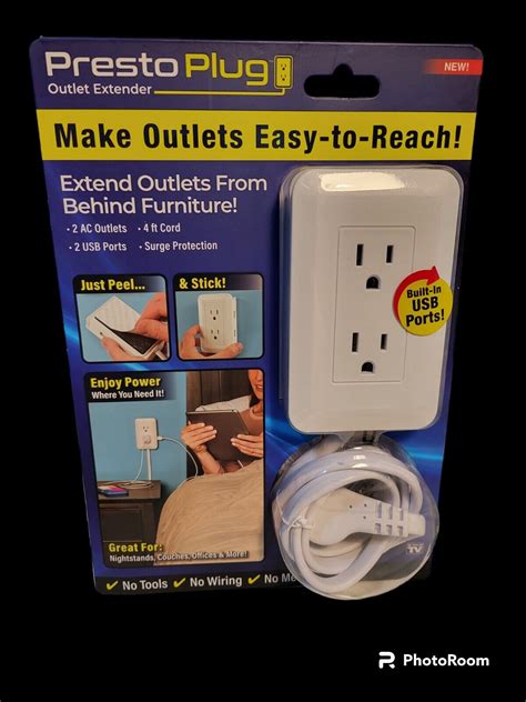 Presto Plug Outlet Extender Power Outlet Relocator Wusb Ports And 2 Ac Outlets Ebay