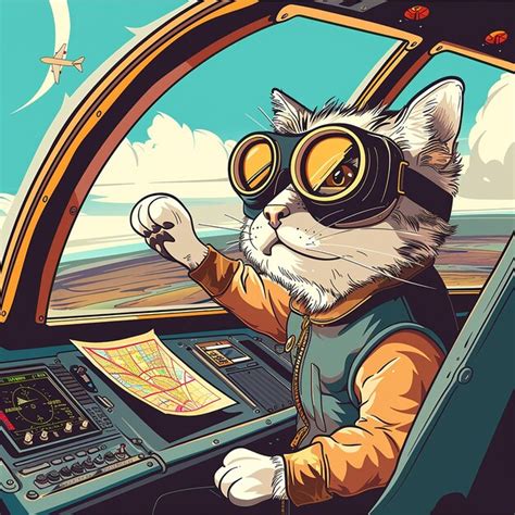 Premium Photo Pilot Cat Vector Illustration