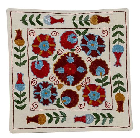 Uzbek Suzani Pillow Case New Hand Embroidered Cotton And Silk Etsy