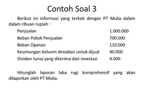 Contoh Soal Laporan Laba Rugi Dan Penghasilan Komprehensif Lain