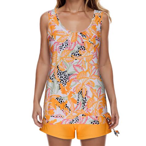 Dihao Tankini Swimsuit For Women Clearance Plus Size Women Bikini Print Strappy Back Set Two