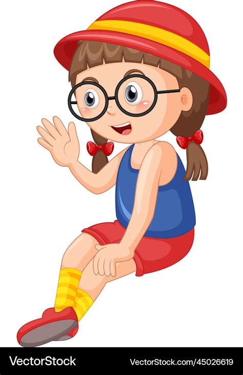 Cute Girl Wearing Glasses Cartoon Character Vector Image