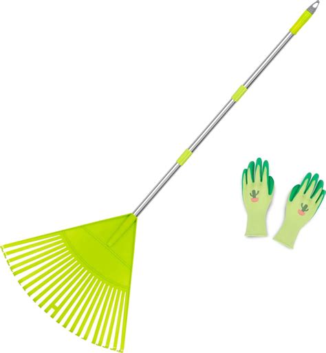 Lightweight Adjustable Yard Leaf Rake Set with Durable Plastic Head ...