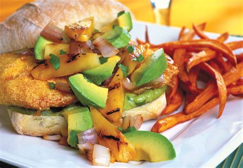 Caribbean Fish Sandwich with Grilled Pineapple-California Avocado Salsa ...