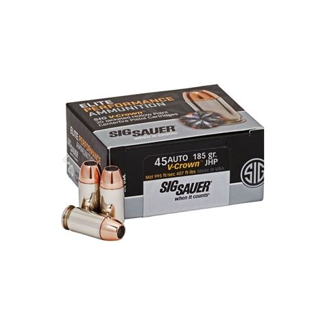 Sig Sauer Elite Performance V Crown Acp Auto Ammo Grain Jacketed