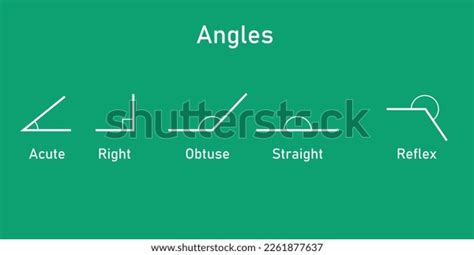 Types Angles Acute Right Obtuse Straight Stock Vector Royalty Free