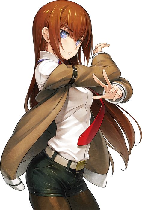 Makise Kurisu Steinsgate Highres Official Art 1girl Belt Blue Eyes Brown Hair Dress