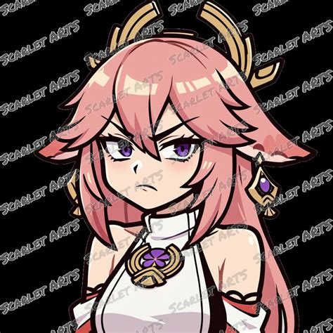 Yae Miko Genshin Impact Emotes Stickers Anime Chibi Style Twitch