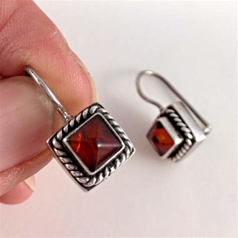 Lori Bonn Jewelry Vintage Lori Bonn Silver 925 Amber Earrings T