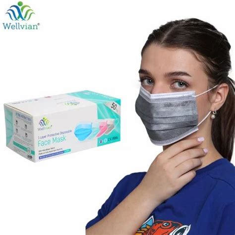 WELLVIAN 3 PLY GREY DISPOSABLE FACE MASK Pack Of 50 At Rs 2 In Bhiwani