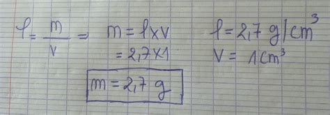 L Aluminium A Une Masse Volumique De 2 7 G Cm3 Quel Est La Masse D Une