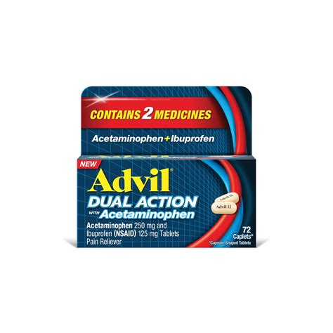 Advil Dual Action with Acetaminophen combination of 125mg Ibuprofen and ...