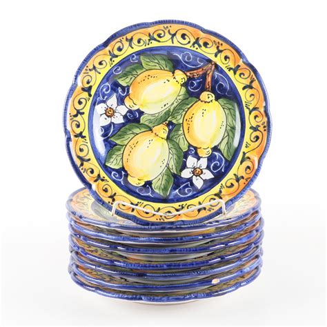 Italian Hand Painted Ceramic Plates With Lemons Ebth