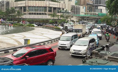 Heavy Road Traffic At The Selamat Datang Monument Stock Footage Video