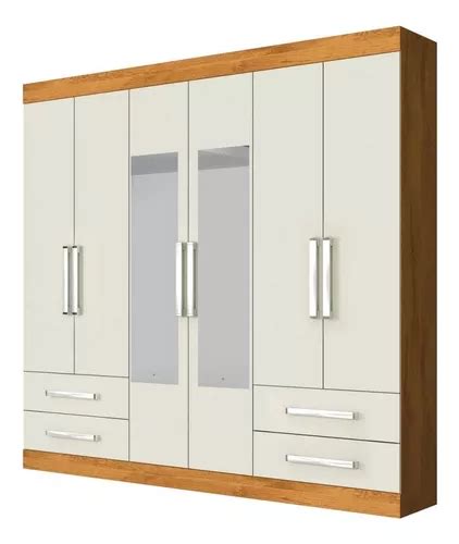 Bonito Armario Doble De Puertas Y Cajones Con Espejo Color Beige