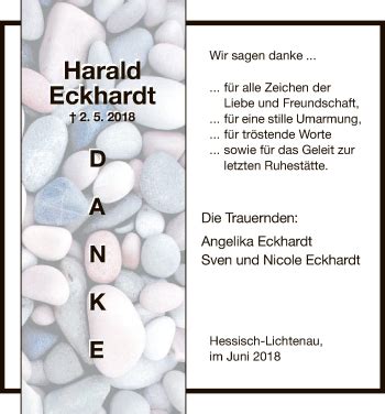 Traueranzeigen Von Harald Eckhardt Trauer Hna De