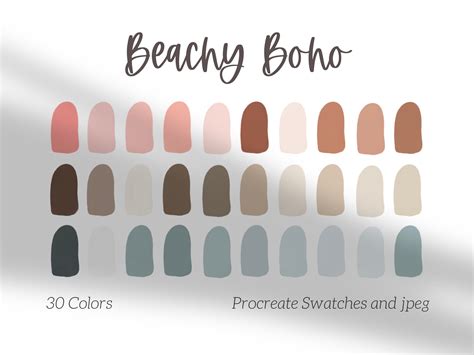 Beachy Boho Procreate Color Palette 30 Swatches Commercial Etsy