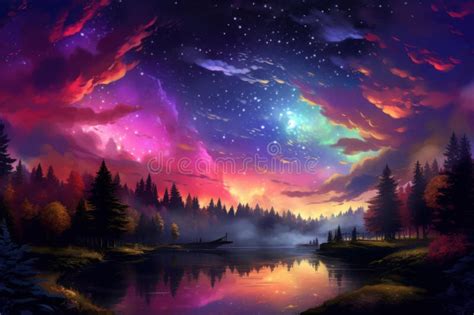 Serene Night Sky Nubes Coloridas Generar Ai Stock De Ilustraci N