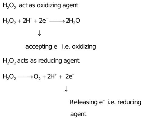 Show by proper chemical reactions how hydrogen peroxide xan function ...