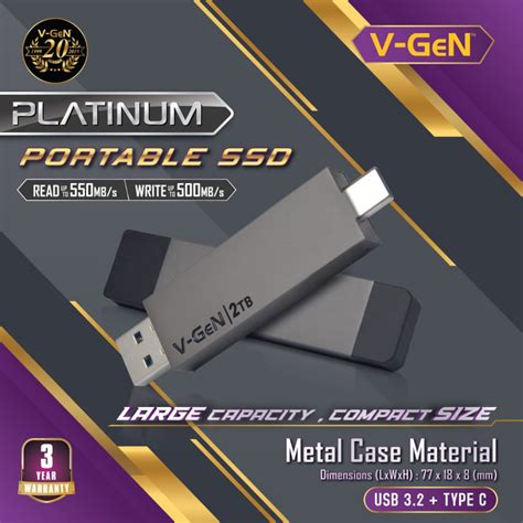 Jual Ssd Portable V Gen Platinum Gb Gb Gb Tb Usb Type C