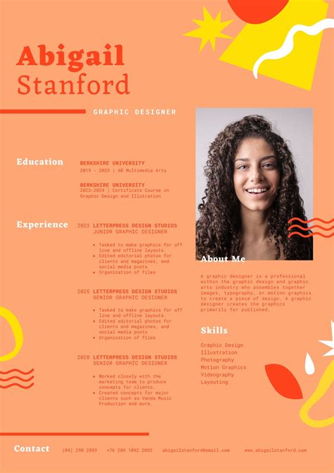 Orange And Yellow Modern Graphic Designer Resume Templates By Canva Hot Sex Picture