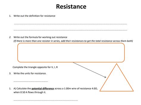 Ks4 Gcse Physics All Electricity Formula Worksheets With Answers