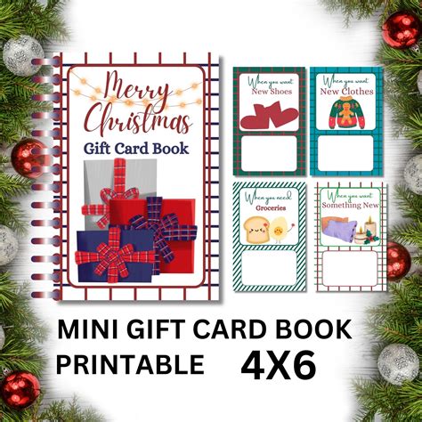 Christmas Gift Card Book, Printable Christmas Gift for Kids, Christmas