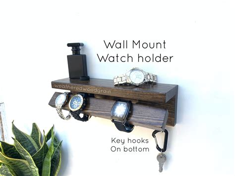 Watch Organizer, Wall Mount Watch Holder, Key Holder Shelf