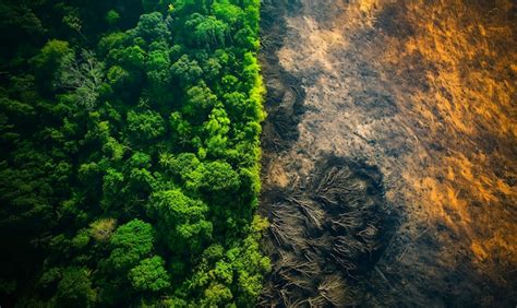 Premium Photo Striking Aerial View Of Deforestation Lush Forest