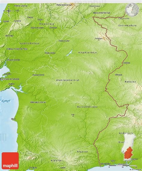 physical  map  alentejo