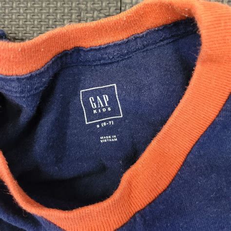 Gap Orange And Navy T Shirt Depop