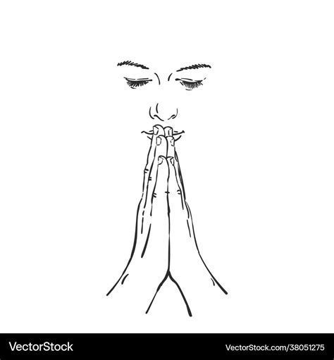 Sketch Isolated Face Woman Praying Royalty Free Vector Image