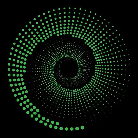 Circle Green Dots Isolated On The Black Background Geometric Art