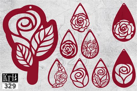 Valentine Rose Earring SVG Template Graphic By Krit Studio329