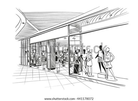 Fashion Store Hand Drawn Sketch Interior Stock Vector Royalty Free