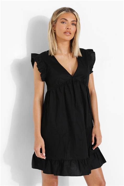 Ruffle Sleeve Smock Dress Boohoo