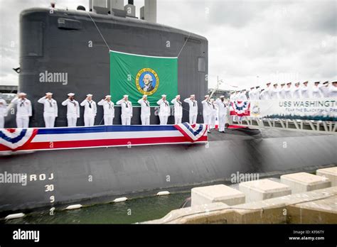 U S Navy Sailors Render Honors Aboard The U S Navy Virginia Class