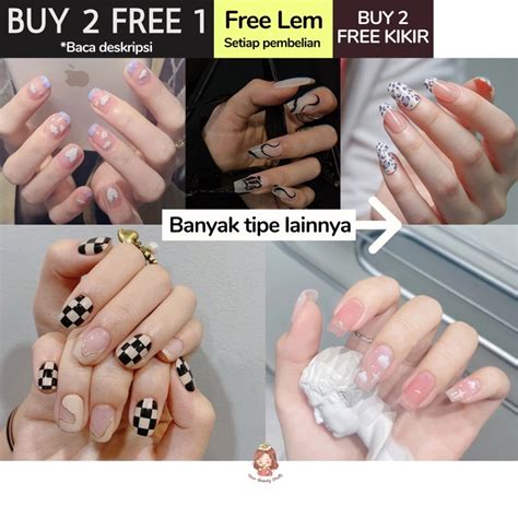 Jual Kuku Palsu Box Fake Nails Lem Cair Press On Nails Stiletto Coffin