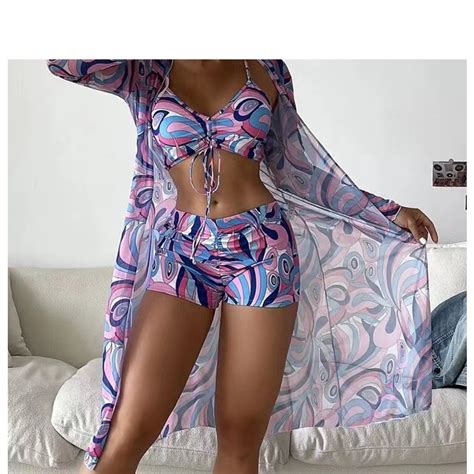 Promoção do nosso Conjunto 3 peças Kimono short top moda praia e